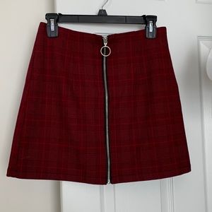 Red & Black Plaid Zip-Up Skirt